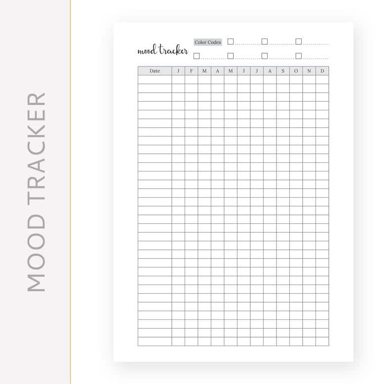 Free Printable Mood Tracker Template - Printable Word Searches