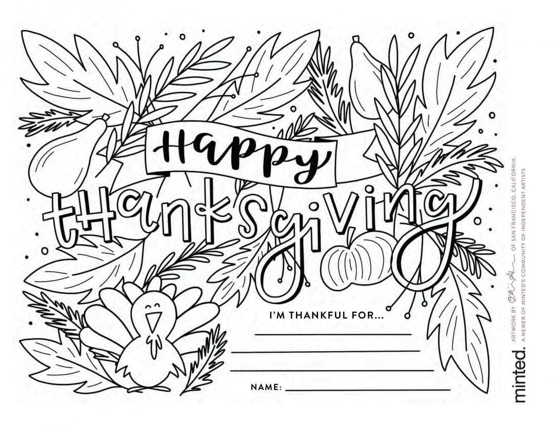 Printable Thankful Coloring Pages
