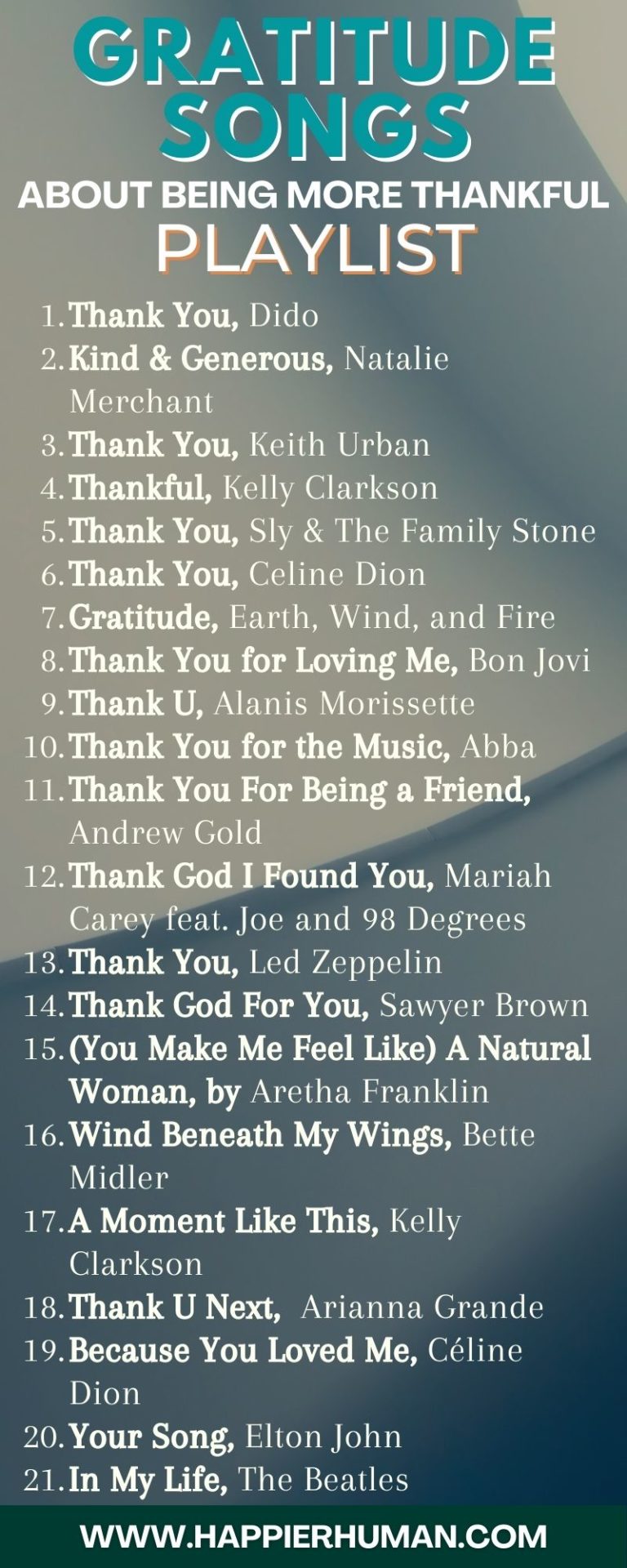 31 Best Gratitude Thank You Songs 2024 Update Happier Human