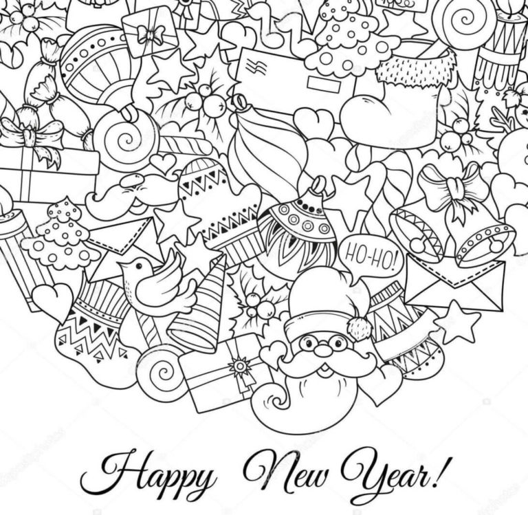 25 Happy New Year Coloring Pages for Adults - Happier Human