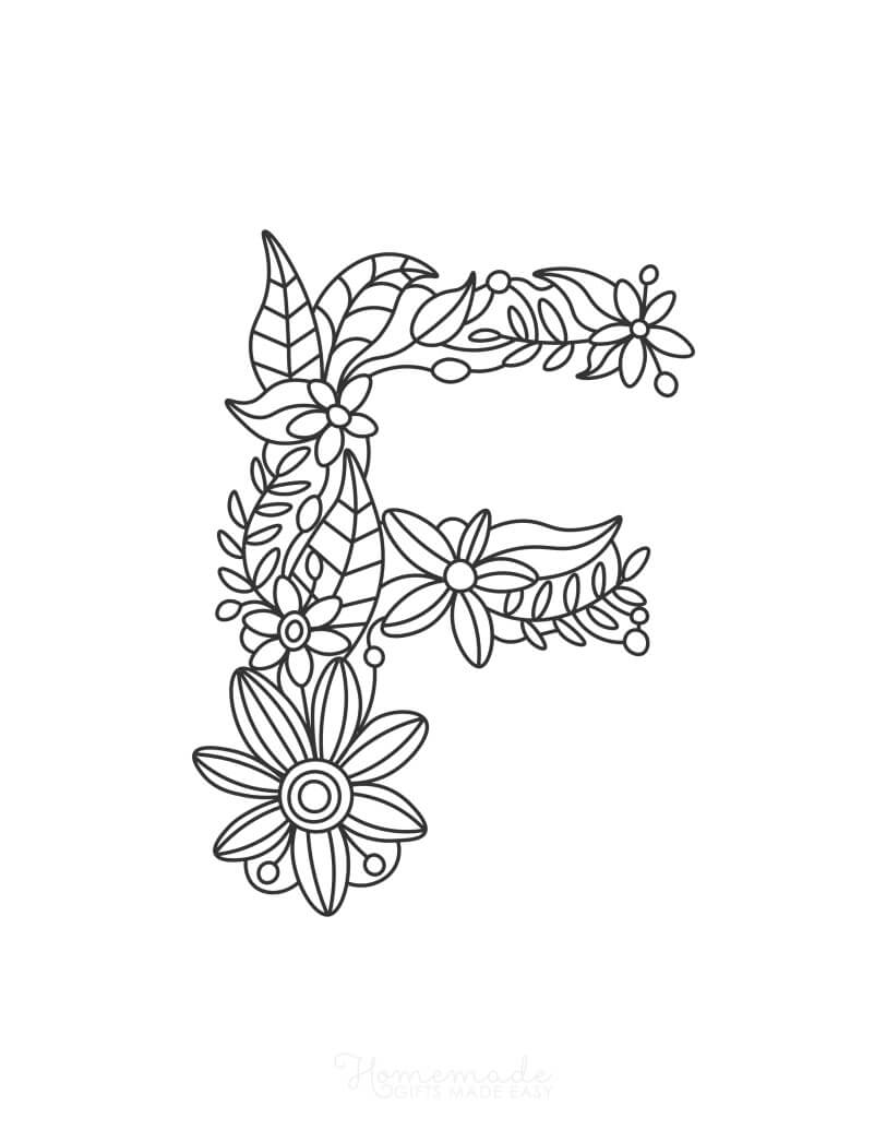Set of 4 Flowers, Adult Coloring Printable Pages, Butterfly PDF