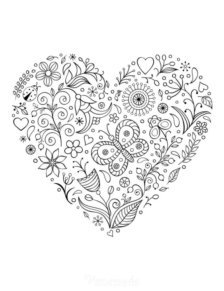 48 Printable Heart Coloring Pages for Adults - Happier Human