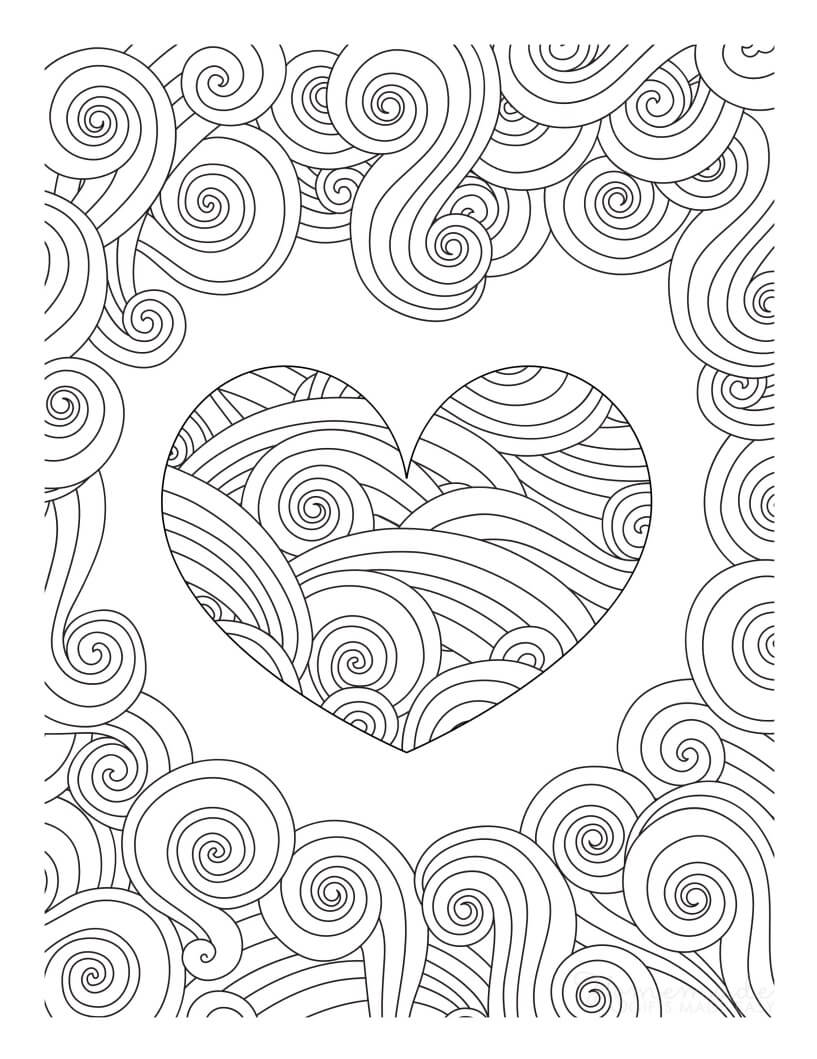 coloring pages of hearts and roses
