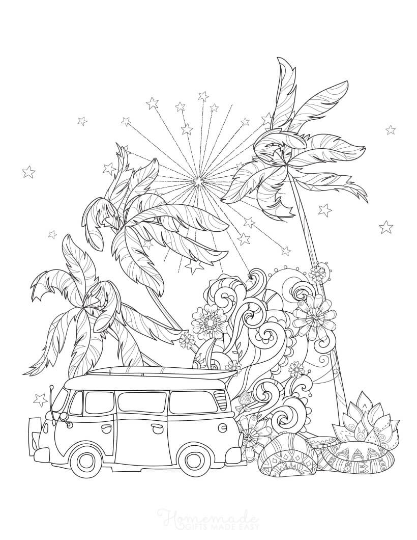 Vacation Theme Coloring Pages