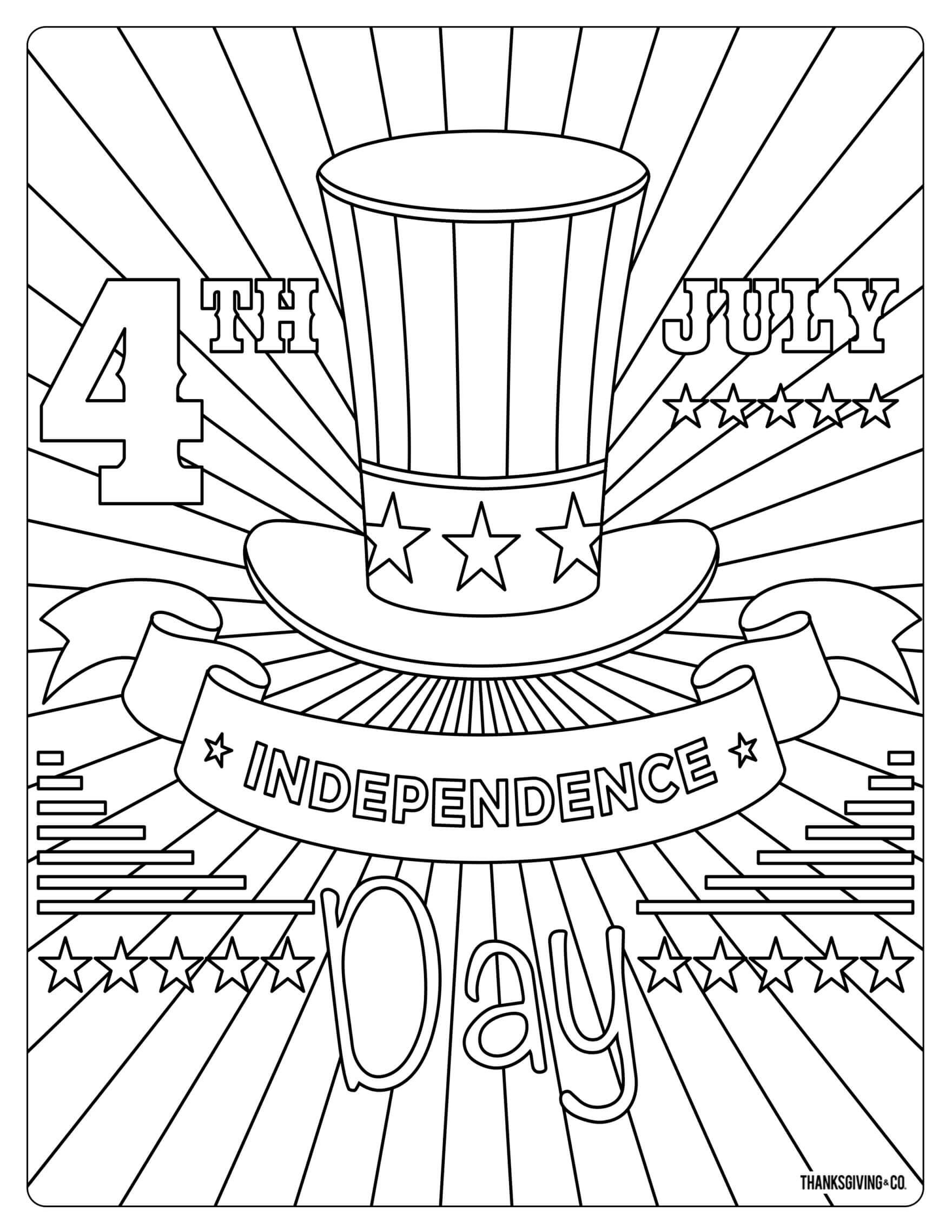 27 Printable Independence Day (4th of July) Coloring Pages - Happier Human