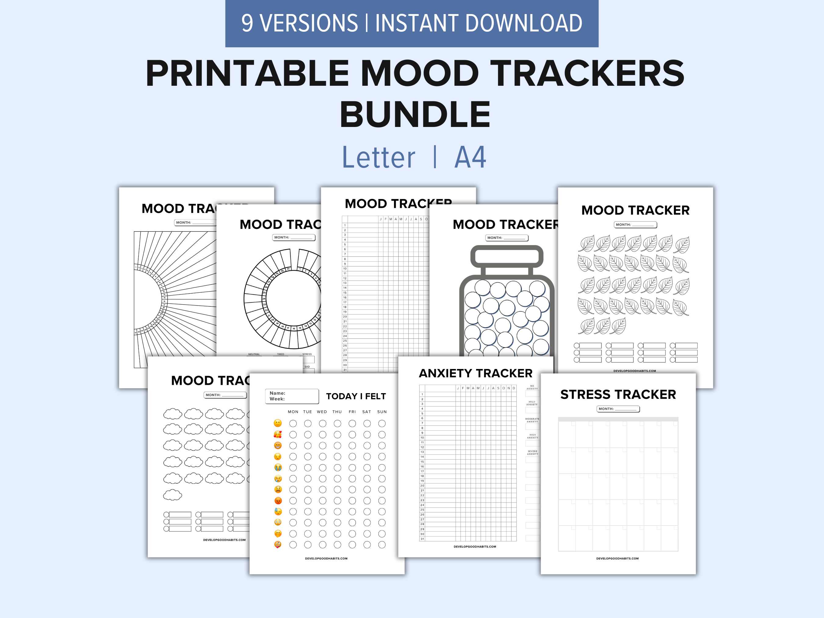 weekly mood tracker printables pdf | monthly mood tracker printable pdf | may mood tracker printables