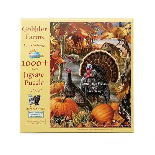 SUNSOUT INC Gobbler Farms 1000 pc Large Pieces Jigsaw Puzzle by Artist: Dona Gelsinger