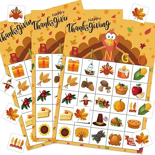 MISS FANTASY Thanksgiving Games Thanksgiving Bingo Game for Kids