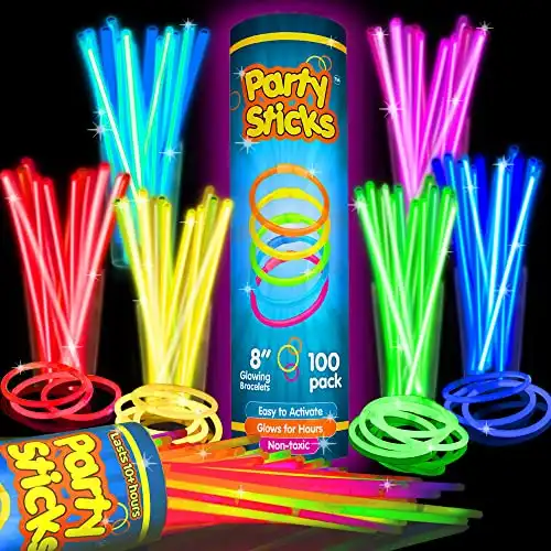 PartySticks 100 Ultra Bright Glow Sticks Bracelets and Necklaces